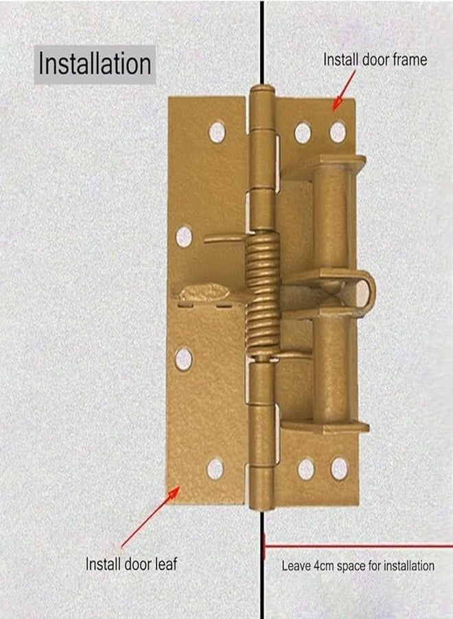 HOMETIC 3 in 1 Automatic Self-Closing Door Hinge, Heavy Duty Spring Door Closer, Golden Finish - Image 2